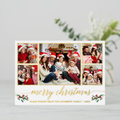 書道5写真家族クリスマスレッド金ゴールド 箔シーズンカード (立ち正面)