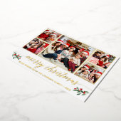 書道5写真家族クリスマスレッド金ゴールド 箔シーズンカード (回転した状態)