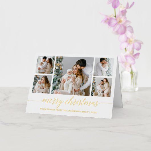書道5枚モダン写真メリークリスマス金ゴールド 箔シーズンカード (蘭)