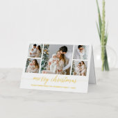 書道5枚モダン写真メリークリスマス金ゴールド 箔シーズンカード (正面)