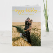 書道6写真ハッピーバースデー 箔グリーティングカード (正面)