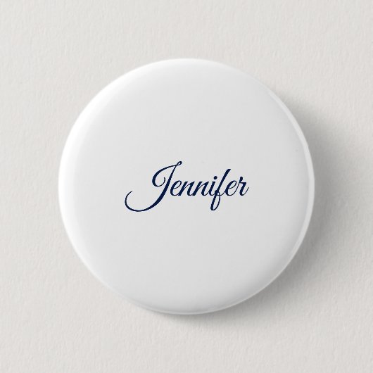 書道 エレガント 青 白 シンプル 名前 缶バッジ (正面)