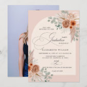 書道 テラコッタ パンパス フォト 卒業 招待状 (正面/裏面)