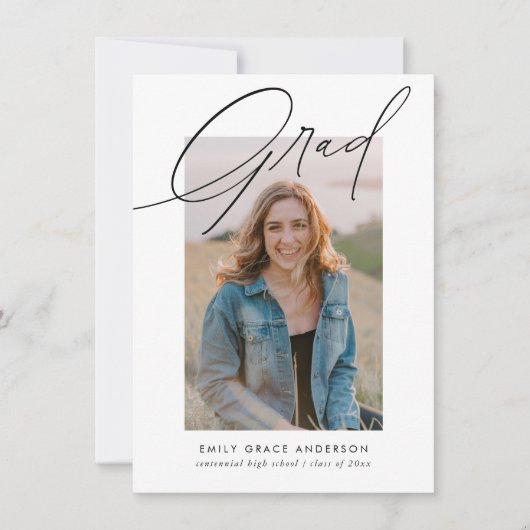 書道 フォト 予算 QR ウィッシュリスト 卒業 招待状 (正面)