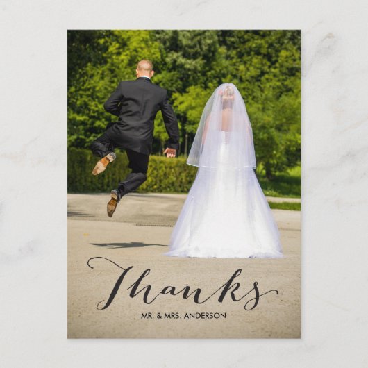 書道 | 写真結婚の感謝はがき ポストカード (正面)