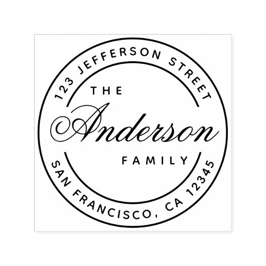 書道 家族名 エレガント スクリプト 住所 セルフインキングスタンプ (デザイン)