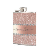 書道 手書き ダイヤモンド ローズゴールド グリッター フラスク (左)