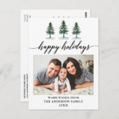 書道 水彩 松の写真 休日の挨拶 ポストカード (正面/裏面)