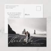 書道 秋の緑の結婚式写真感謝カード ポストカード (正面/裏面)