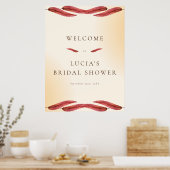 書道 秋の葉 ブライダルシャワー ウェルカム ポスター (キッチン)