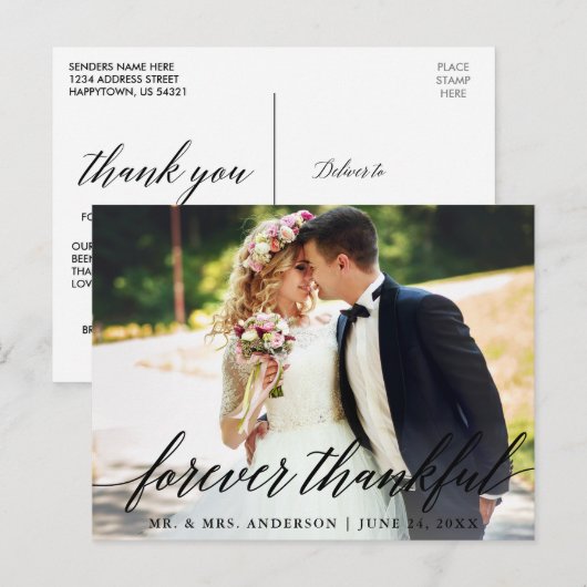 書道 結婚写真 永遠に感謝 ポストカード (正面/裏面)