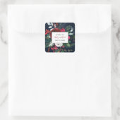 書道+開花 |ブルゴーニュ結婚ー&ネイビーの日付 スクエアシール (バッグ)