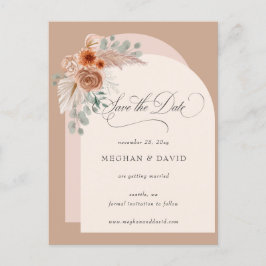 書道Boho Terracotta Pampas日付を保存 案内ポストカード