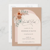 書道Boho Terracotta Pampas日付を保存 案内ポストカード (正面/裏面)