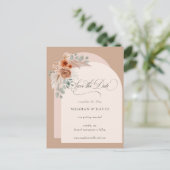 書道Boho Terracotta Pampas日付を保存 案内ポストカード (スタンド正面)