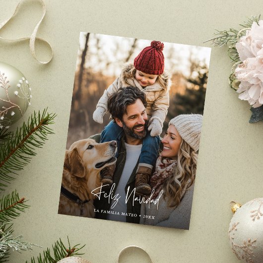 書道Feliz Navidadフォトオーバーレイクリスマス シーズンカード