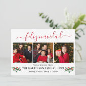 書道Feliz Navidad 3 Photo Red Holly シーズンカード (スタンド正面)