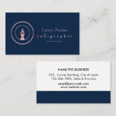 書道Nibバラ金ゴールドフリーライター 名刺 (正面/裏面)