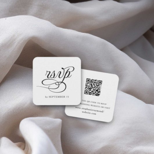 書道QRコードウェディングRSVPカード エンクロージャーカード