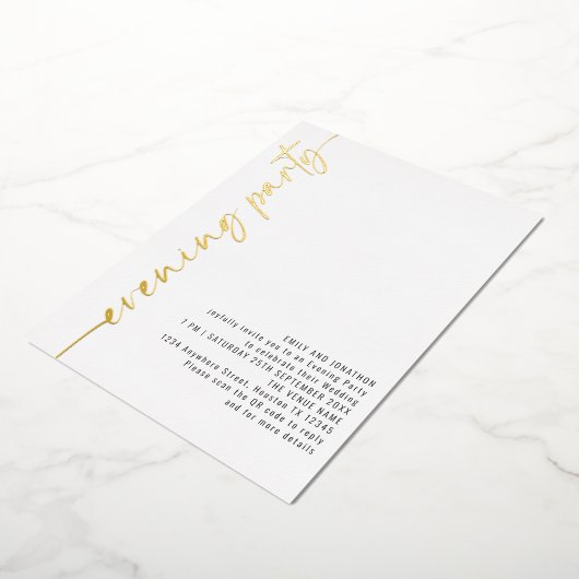 書道QRコード夕べ結婚パーティー実在 箔招待状 (回転した状態)