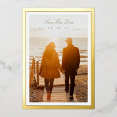 書道Sageグリーン金ゴールドフレームクラシック写真 箔招待状 (正面)