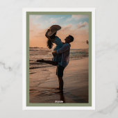 書道Sageグリーン金ゴールドフレームクラシック写真 箔招待状 (裏面)