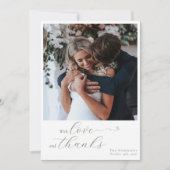 書道Sage Greenハート結婚の2枚の写真 サンキューカード (正面)