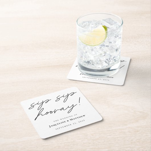 書道SIPホレー白黒結婚ズ スクエアペーパーコースター (インサイチュ)