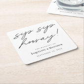 書道SIPホレー白黒結婚ズ スクエアペーパーコースター (アングル)