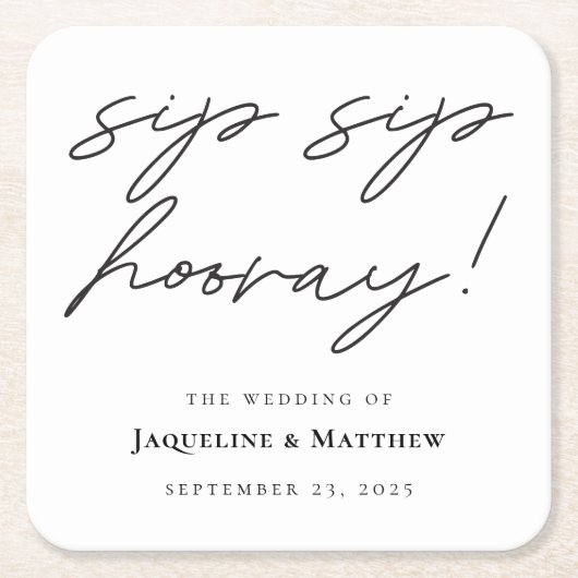 書道SIPホレー白黒結婚ズ スクエアペーパーコースター (正面)