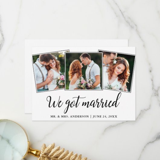 書道We 得 3結婚した写真の結婚カード サンキューカード (正面/裏面インサイチュ)