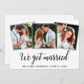 書道We 得 3結婚した写真の結婚カード サンキューカード (正面/裏面)