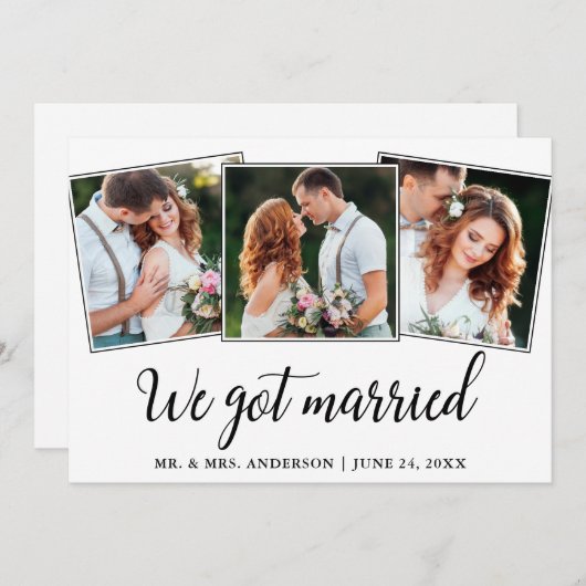 書道We 得 3結婚した写真の結婚カード サンキューカード (正面/裏面)