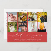 書道What a Year Berry Red Photo Collage シーズンポストカード (正面/裏面)