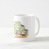 書類に埋もれたカワイイ蛙のデザイン Send Help コーヒーマグカップ (正面右)