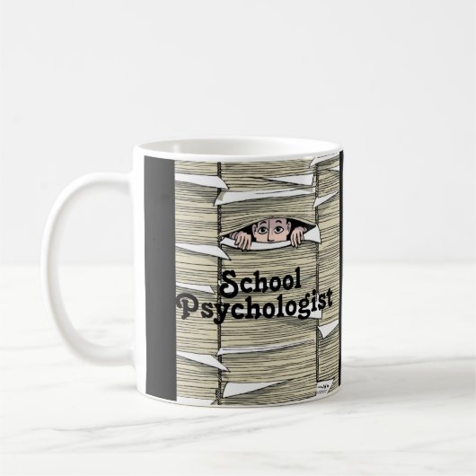 書類事務のマグで埋められるおもしろいな学校の心理学者 コーヒーマグカップ (左)