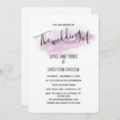 書魅力的道ピンクの水の色結婚の 招待状 (正面/裏面)