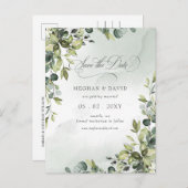 書Greenery Eucalyptus日付を保存 案内ポストカード (正面/裏面)