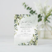 書Greenery Eucalyptus日付を保存 案内ポストカード (スタンド正面)