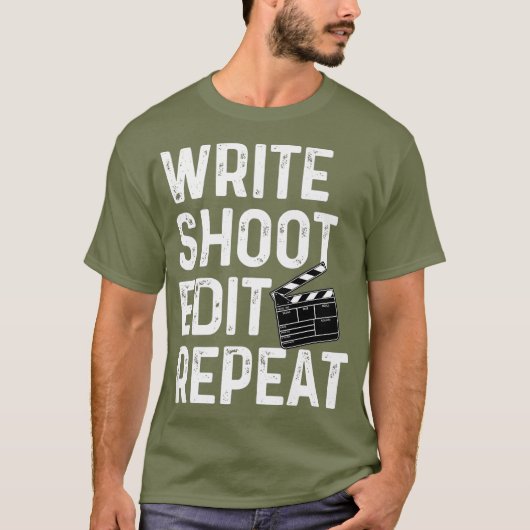 書Shoot Editおもしろい Repeat Film Makerの衣装 Tシャツ (正面)