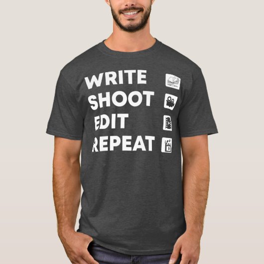 書Shoot Edit Repeatビデオグラファープレミアム Tシャツ (正面)