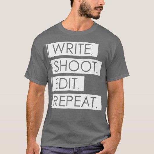 書Shoot Edit Repeat – フィルムメーカーDSLRオン Tシャツ (正面)
