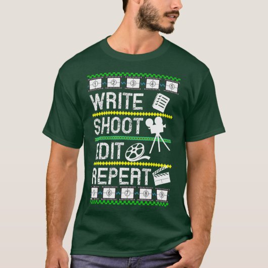 書Shoot Edit Repeat Movie Film Maker醜い Tシャツ (正面)