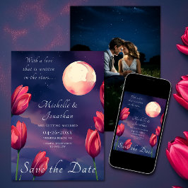 書Stars Moon and Tulips Photo 結婚's セーブザデート