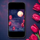 書Stars Moon and Tulips Photo 結婚's セーブザデート