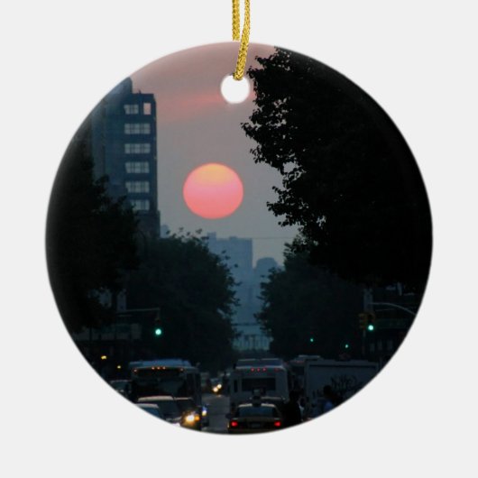 曼哈顿悬日：橙红色夕阳 セラミックオーナメント (正面)