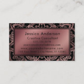 曼荼羅および黒上のばら色の金ゴールドホイルのバッジ 名刺 (裏面)
