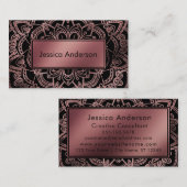 曼荼羅および黒上のばら色の金ゴールドホイルのバッジ 名刺 (正面/裏面)