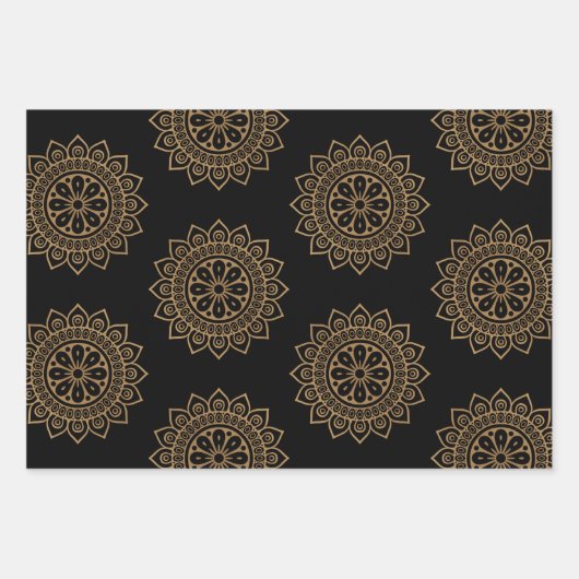 曼荼羅と花 ラッピングペーパーシート (正面)