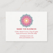 曼荼羅のはすの花のヨガのピンクのホリスティック 名刺 (裏面)